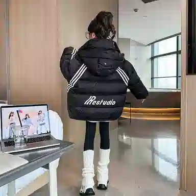 青少年 迷乐童堡 童装 女童 棉衣冬装外套新款洋气秋冬加厚棉袄女大童冬季棉服