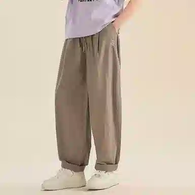 迷乐童堡 女孩夏天薄款洋气网红纯色系带中腰宽松直筒工装休闲裤 儿童款