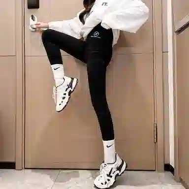 迷乐童堡 童装 女童 裤子秋冬款加绒加厚鲨鱼裤棉裤外穿女大童冬季一体绒打底裤 儿童款 黑色