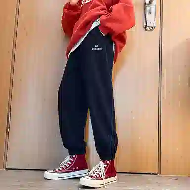 迷乐童堡 童装 女童 加绒裤子秋冬款外穿加厚运动卫裤女大童冬季一体绒休闲裤 儿童款
