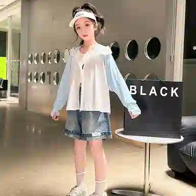 迷乐童堡 童装 儿童防晒衣夏季薄款透气防紫外线女大童冰丝防晒外套 女童