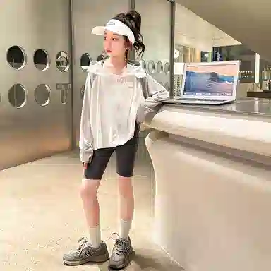 迷乐童堡 童装 儿童防晒衣夏季薄款透气防紫外线女大童冰丝防晒外套 女童