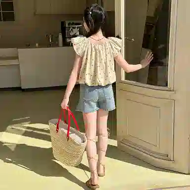 迷乐童堡休闲运动套装 洋气百搭亲肤时尚 杏色 青少年