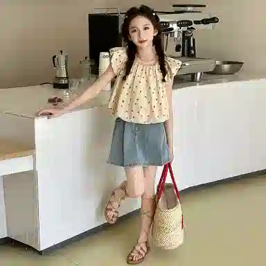 迷乐童堡休闲运动套装 洋气百搭亲肤时尚 杏色 青少年