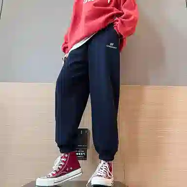 迷乐童堡 童装 女童 加绒裤子秋冬款外穿加厚运动卫裤女大童冬季一体绒休闲裤 儿童款