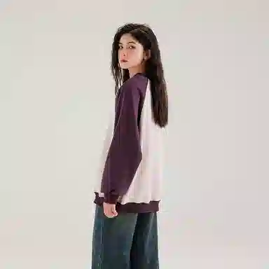 迷乐童堡 美式复古舒适亲肤柔软卫衣 紫色 青少年