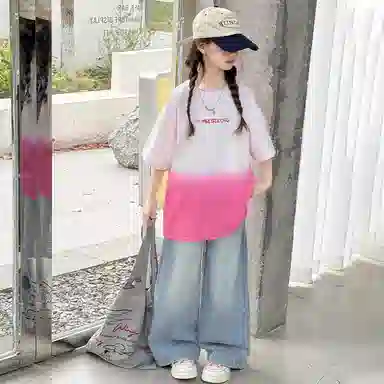 迷乐童堡休闲运动套装 简约时尚舒适 粉色 青少年