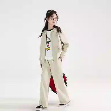 迷乐童堡 字母连帽拉链长袖舒适柔软亲肤长裤休闲运动套装青少年