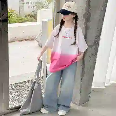 迷乐童堡休闲运动套装 简约时尚舒适 粉色 青少年