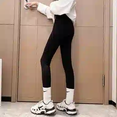 迷乐童堡 童装 女童 裤子秋冬款加绒加厚鲨鱼裤棉裤外穿女大童冬季一体绒打底裤 儿童款 黑色