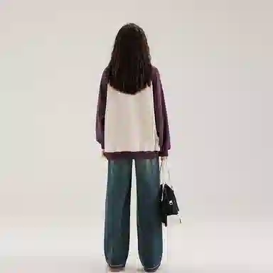 迷乐童堡 美式复古舒适亲肤柔软卫衣 紫色 青少年