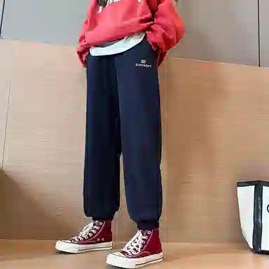 迷乐童堡 童装 女童 加绒裤子秋冬款外穿加厚运动卫裤女大童冬季一体绒休闲裤 儿童款