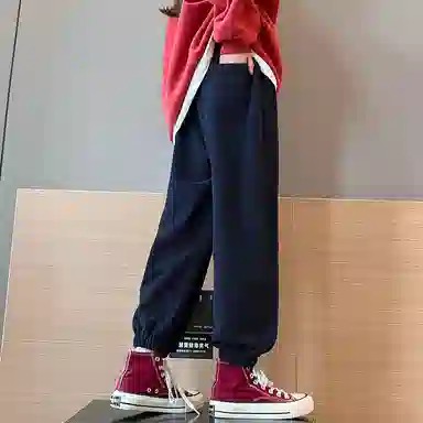 迷乐童堡 童装 女童 加绒裤子秋冬款外穿加厚运动卫裤女大童冬季一体绒休闲裤 儿童款