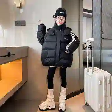 青少年 迷乐童堡 童装 女童 棉衣冬装外套新款洋气秋冬加厚棉袄女大童冬季棉服