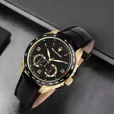 Maserati Explorer Quartz Leather Black Dial