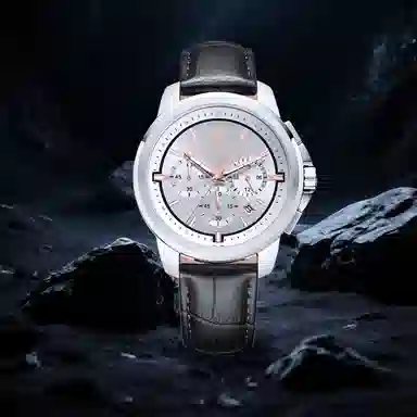 Maserati Quartz Silver Dial Leather Strap