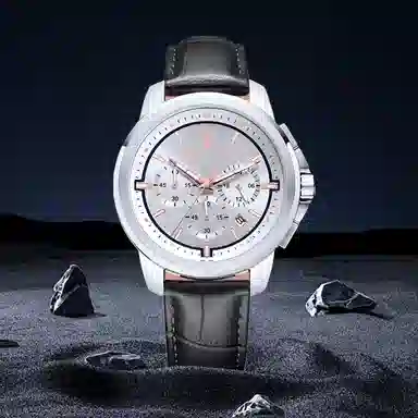 Maserati Quartz Silver Dial Leather Strap