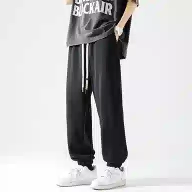 纯色简约基础款卫裤系带宽松束脚卫裤百搭休闲裤 男女同款