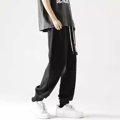 纯色简约基础款卫裤系带宽松束脚卫裤百搭休闲裤 男女同款