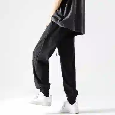 纯色简约基础款卫裤系带宽松束脚卫裤百搭休闲裤 男女同款