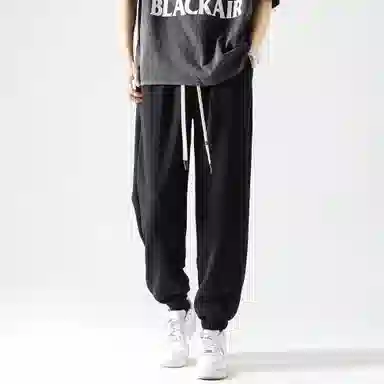 纯色简约基础款卫裤系带宽松束脚卫裤百搭休闲裤 男女同款