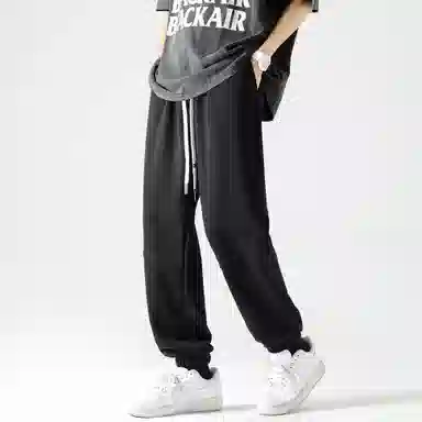 纯色简约基础款卫裤系带宽松束脚卫裤百搭休闲裤 男女同款