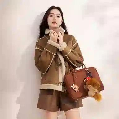 XIANGYING Solid Color Lapel Jacket