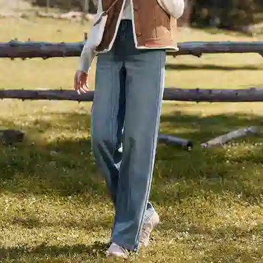 XIANGYING Miu Slim Wide-Leg Jeans Blue