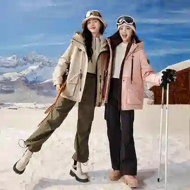 XIANGYING miu Series High-Quality Workwear Hooded Down Jacket Beige