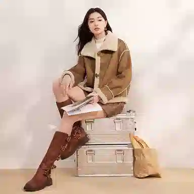 XIANGYING Solid Color Lapel Jacket