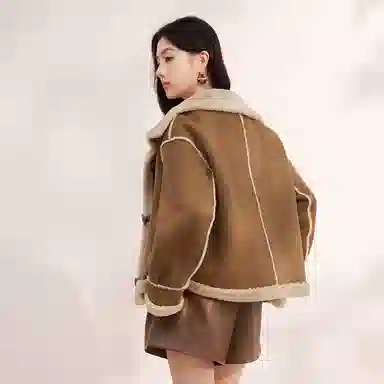 XIANGYING Solid Color Lapel Jacket