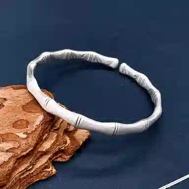 阡陌 磨砂竹节开口镯 新中式国风竹节镯 气质优雅文艺 事业学业节节高升#好运 男友女友节日礼盒 合金 手镯 男女同款情侣款