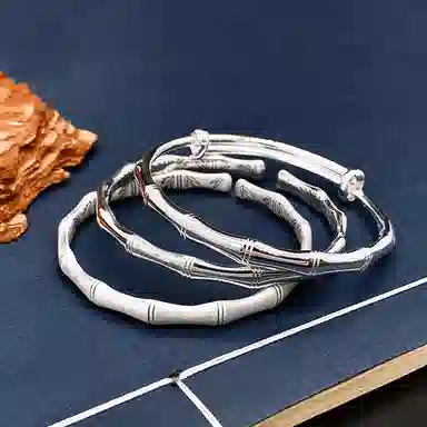 阡陌 磨砂竹节开口镯 新中式国风竹节镯 气质优雅文艺 事业学业节节高升#好运 男友女友节日礼盒 合金 手镯 男女同款情侣款