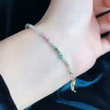琳琯瑛 七色云彩迷你可爱圆珠 碧玺 玉石手串 女款 碧玺