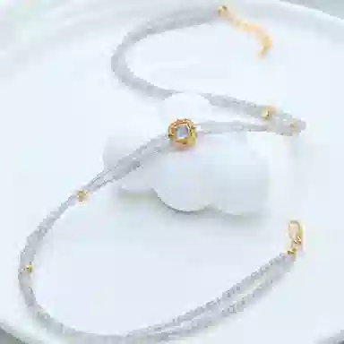 琳琯瑛 校园风少女款凡尔赛迷雾双层 灰月光 玉石项链 女款 月光石