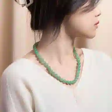 琳琯瑛 新中式旗袍配饰圆珠民族风天然 东陵玉 项链 女款