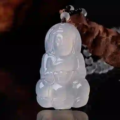 琳琯瑛 国风大肚笑佛水晶圆珠观音 玉髓 玉石吊坠 男女同款情侣款 玉髓