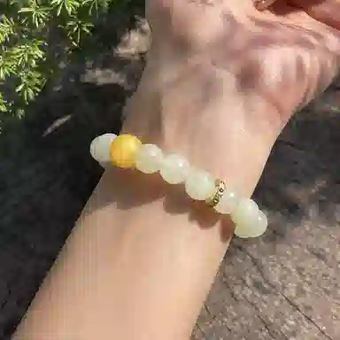 琳琯瑛 新中式国风小众设计高级感轻奢气质晴水 蜜蜡一点蜜 和田玉手串 白玉/青白玉 女款