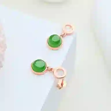 琳琯瑛 绿蛋小滴溜极简风 和田玉 耳环 女款