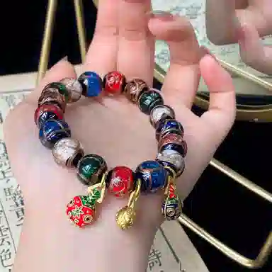 琳琯瑛 新中式国风民族风小众设计款古法香灰 琉璃 玉石手串 男女同款情侣款
