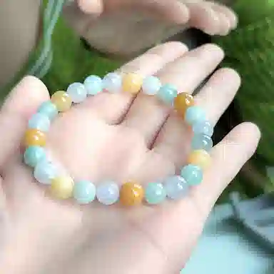 琳琯瑛 春彩多宝 水润圆珠 豆种 翡翠手串 女款