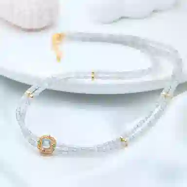 琳琯瑛 校园风少女款凡尔赛迷雾双层 灰月光 玉石项链 女款 月光石