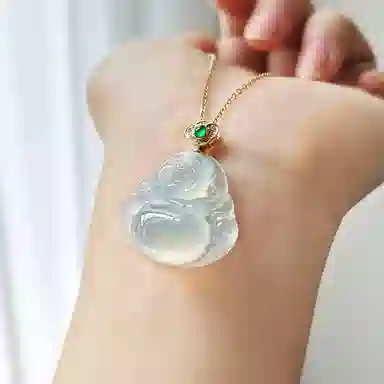 琳琯瑛 大肚笑佛 冰种 翡翠吊坠 女款