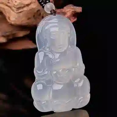 琳琯瑛 国风大肚笑佛水晶圆珠观音 玉髓 玉石吊坠 男女同款情侣款 玉髓