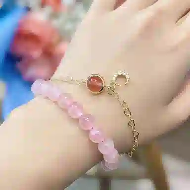 琳琯瑛 校园风 粉色行星 可爱手饰 草莓晶 玉石手串 女款 水晶