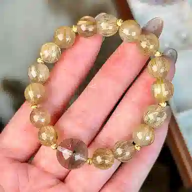 琳琯瑛 潮流设计感金发晶好运幸运饰品天然 黄水晶 手串 女款