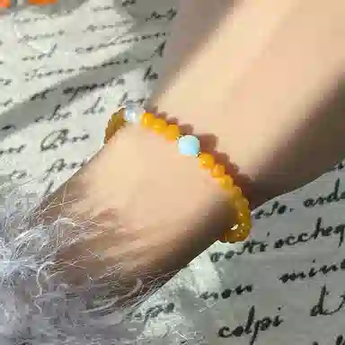 琳琯瑛 新中式国风小众设计精致气质海纹石 蜜蜡 手串 女款