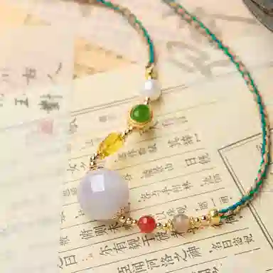琳琯瑛 新中式中国民族风圆珠别致 糯种 翡翠吊坠 女款 礼物
