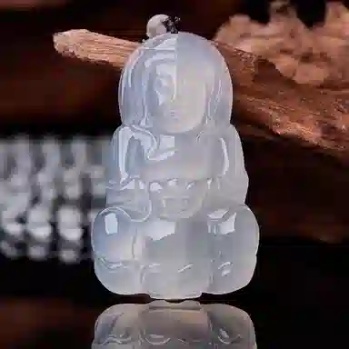 琳琯瑛 国风大肚笑佛水晶圆珠观音 玉髓 玉石吊坠 男女同款情侣款 玉髓