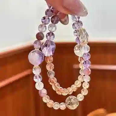 琳琯瑛 紫幽灵黑金超七双圈紫黄晶貔貅转运招桃花轻奢小众天然 黄水晶 手串 女款
